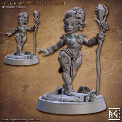Faelin Oakwhisper Pinup - Artisan Guild - Wargame, Dungeons and Dragons Mini RPG Tabletop Miniature DnD Painting Pathfinder DnD