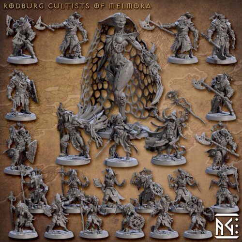 Rodburg Cultists of Melmora - Artisan Guild - Dungeons and Dragons Mini, RPG, Tabletop, DnD Miniature, Painting, Pathfinder 5e DnD